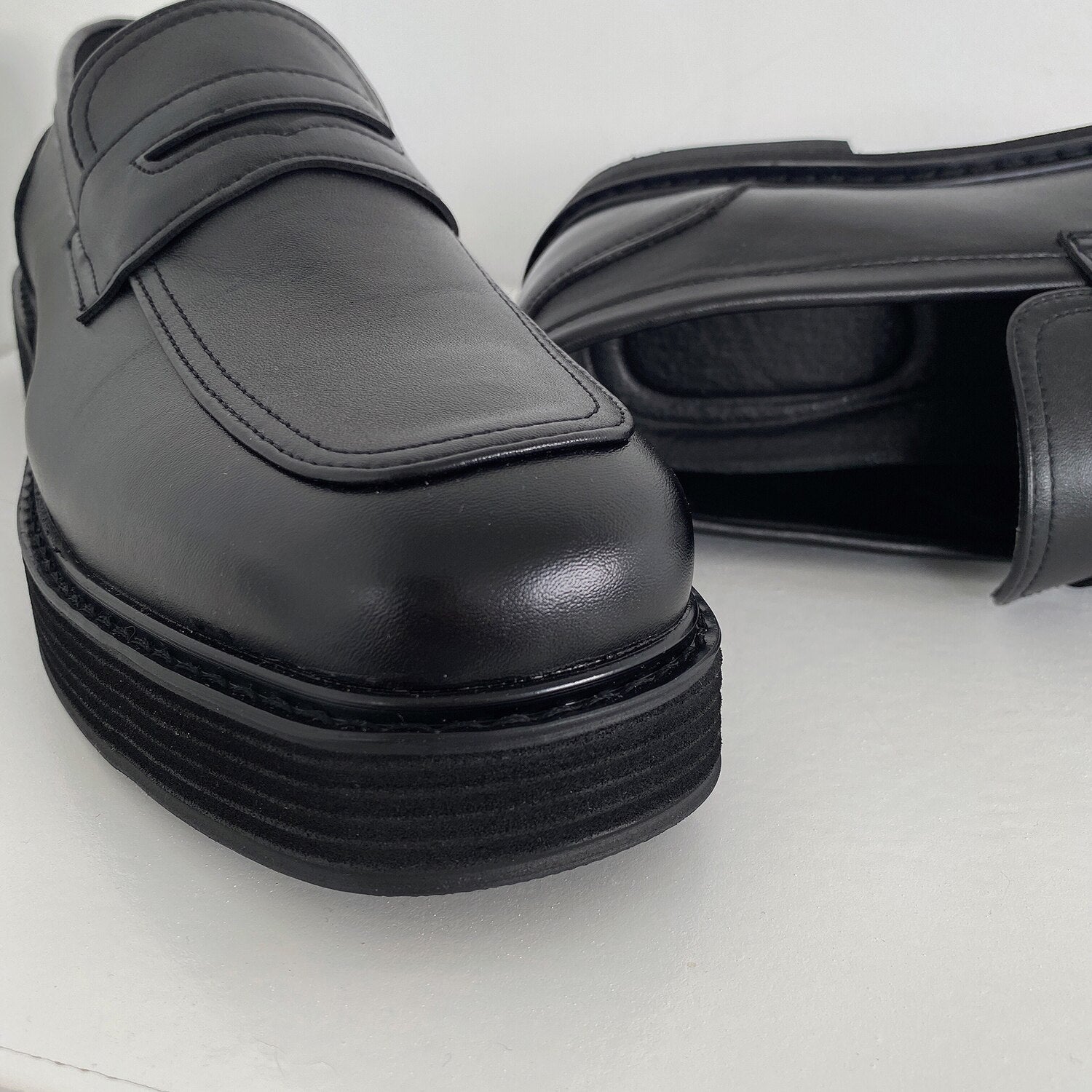 BRITISH LEATHER SQUARE LOAFERS WITH HEIGHT INCEREASE - INTOHYPEZONE