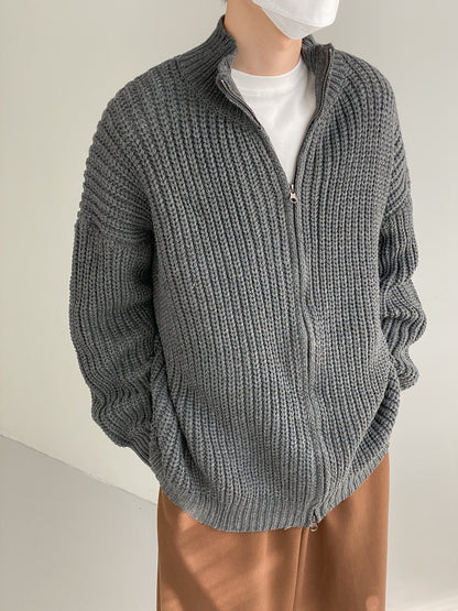 ZIP UP KNIT SWEATER - INTOHYPEZONE