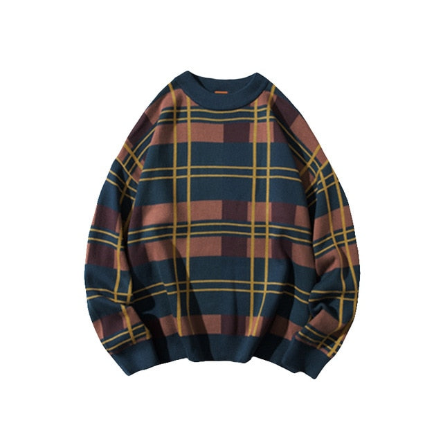 KNITTED PLAID SWEATER - INTOHYPEZONE