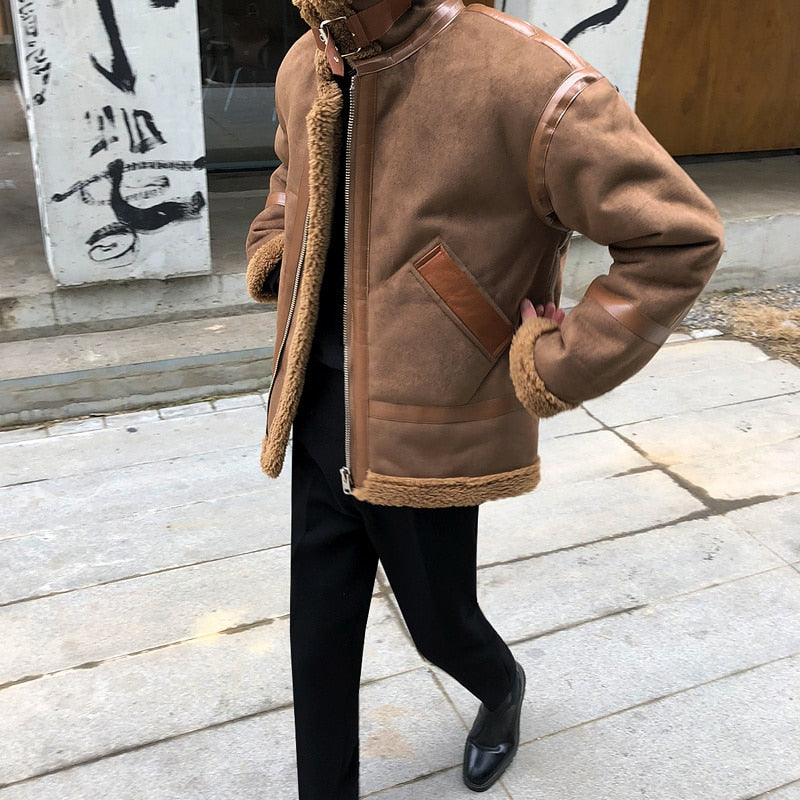 SUEDE SHERPA JACKET - INTOHYPEZONE