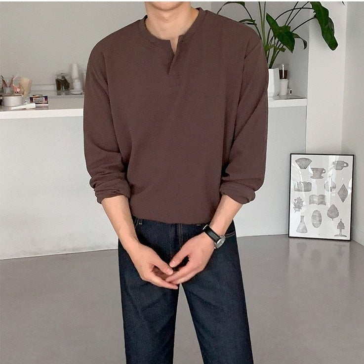 CASUAL COTTON LONG SLEEVE TEE - INTOHYPEZONE